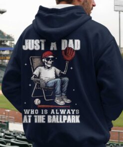 A Dad Who Is Always At The Ballpark - Navy and Grey Dad Baseball Hoodie