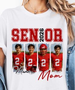 2026 Senior Football Mom - Custom Photo Football Tshirt